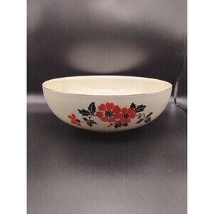 VTG Hall's Superior Kitchenware Red Poppy Uranium Glazed Large 9"  Serving Bowl